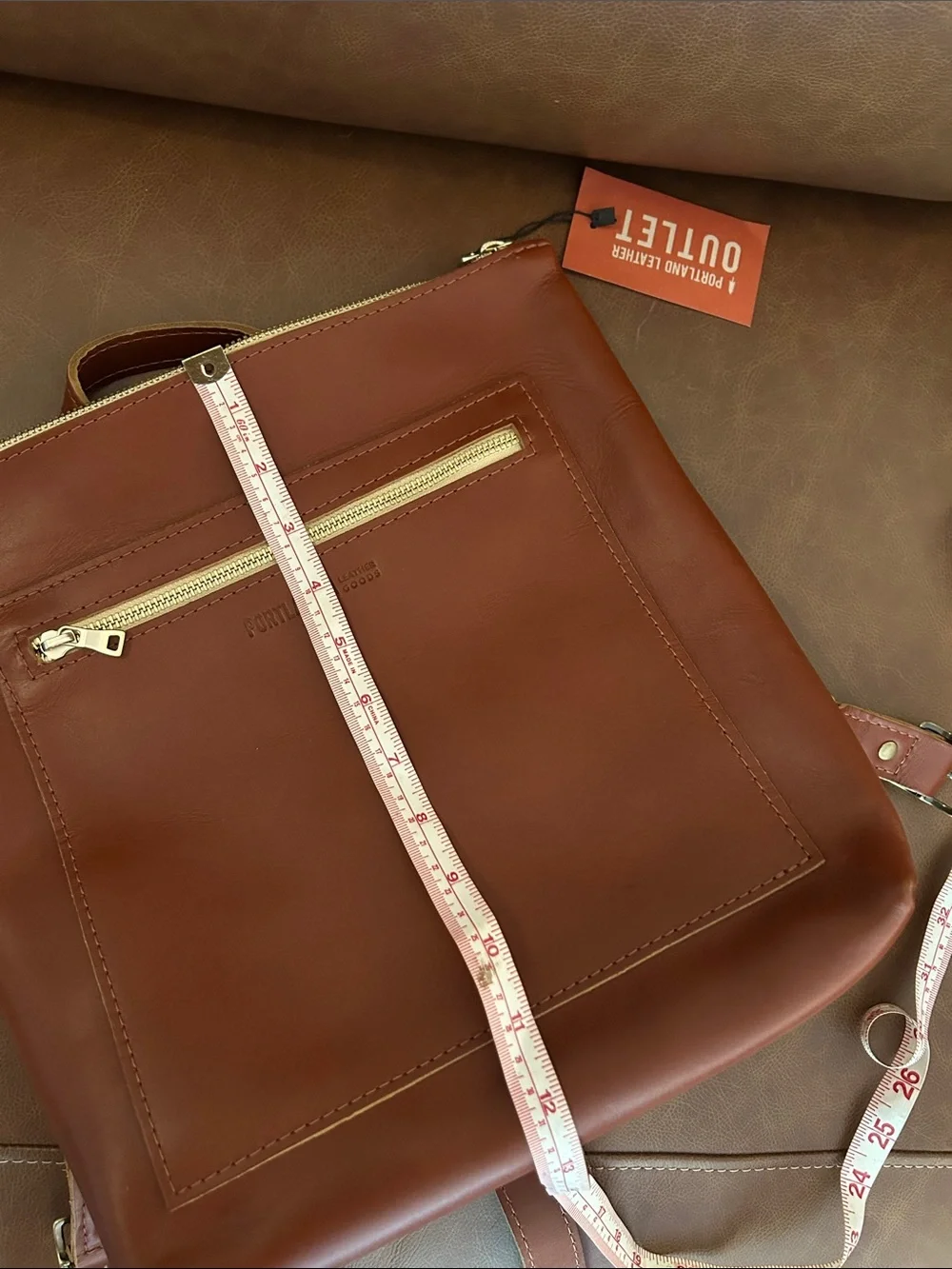 Portland Leather Brown Leather Backpack with Gold Zipper